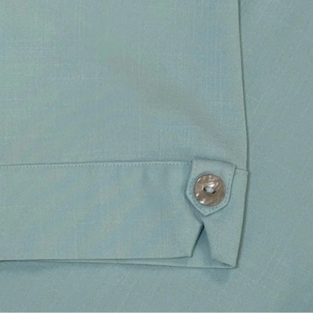 Haymaker Womens Size PXL Pale Blue Aqua Blouse Linen Feel Flowing Comfy Sharp! - Picture 4 of 7
